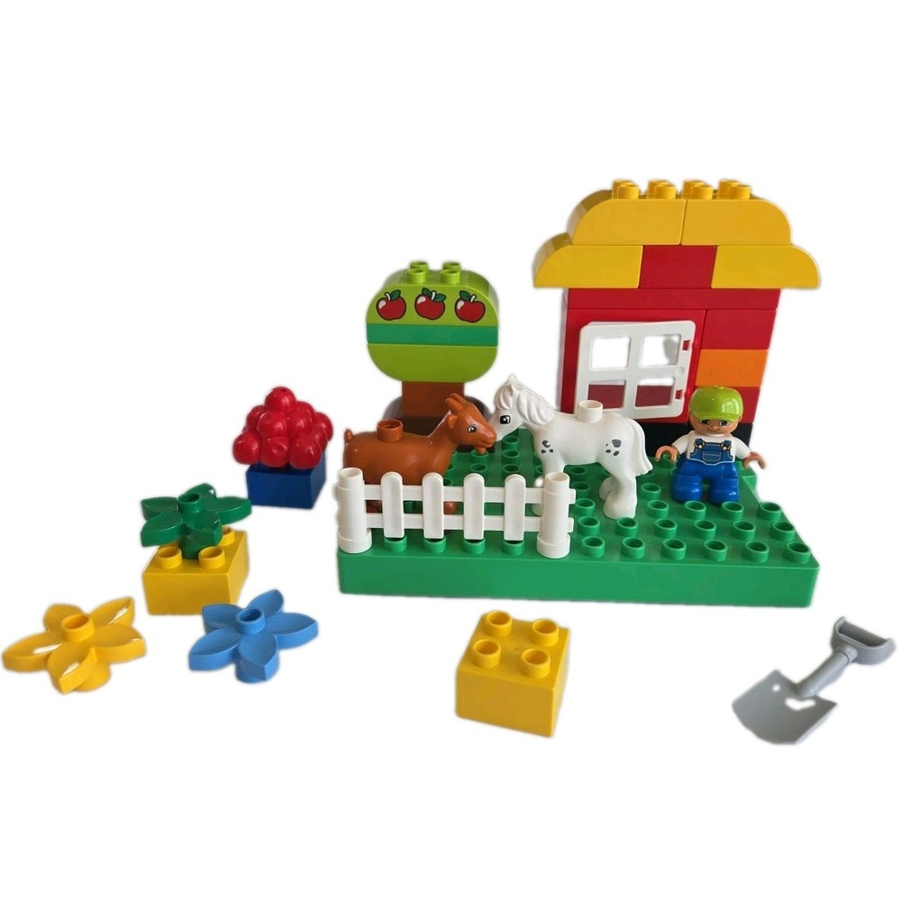 LEGO Duplo Garden Horse Goat Farm Shovel Apple Tree Farmer Man Flower